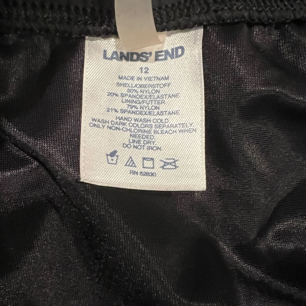 Lands' End Black A-Line Swim Skort Skirt High Waist Size 12 Swimwear - Picture 4 of 4